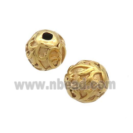 Stainless Steel Round Beads Gold Plated