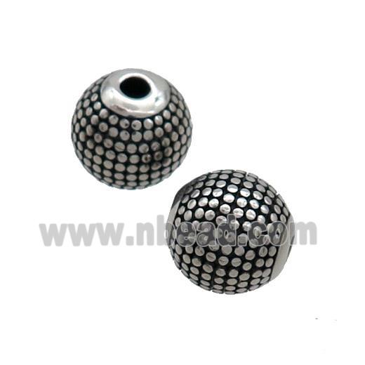 Stainless Steel Round Beads Antique Silver