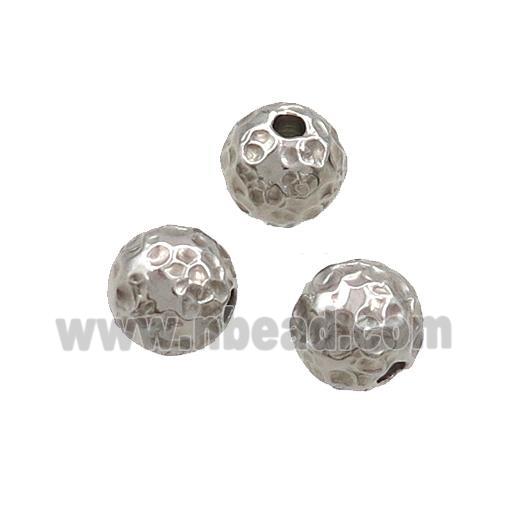 Raw Stainless Steel Round Beads Hammered