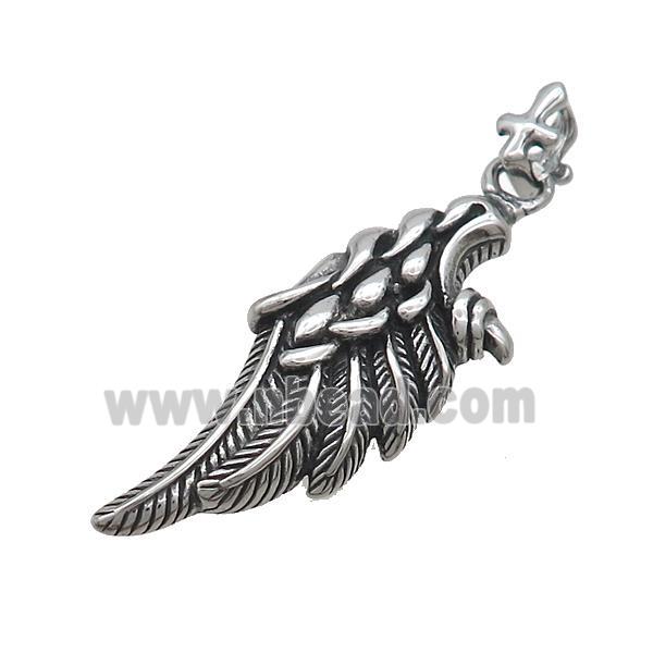 Stainless Steel Angel Wings Pendant Antique Silver