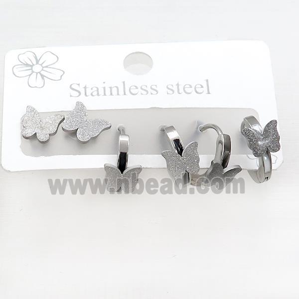 Raw Stainless Steel Earrings Butterfly