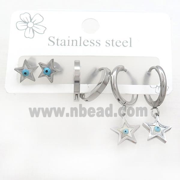 Raw Stainless Steel Earrings Star