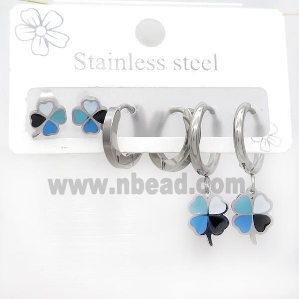 Raw Stainless Steel Earrings Clover