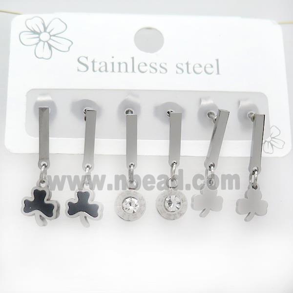 Raw Stainless Steel Earrings Clover