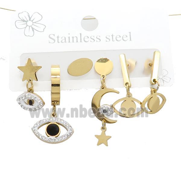 Stainless Steel Earrings Eye Gold Plated