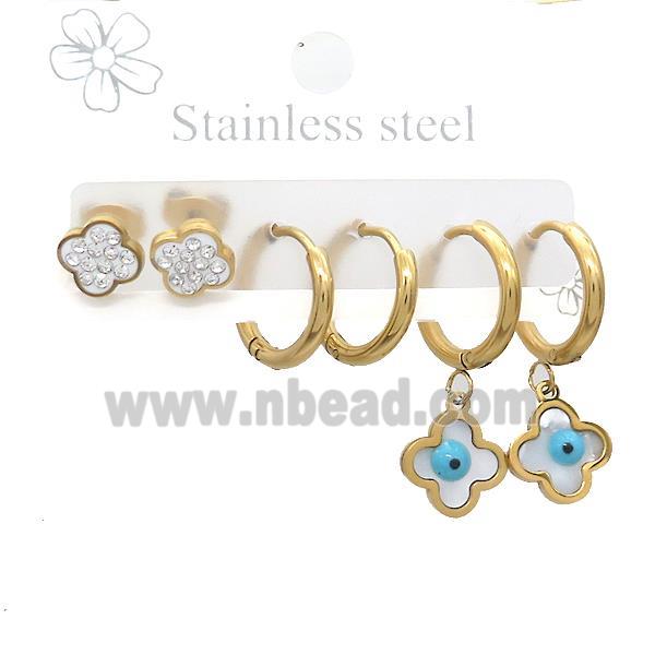 Stainless Steel Earrings Clover Gold Plated