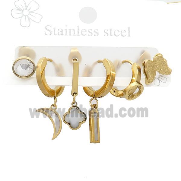 Stainless Steel Earrings Mixed Shapes Gold Plated