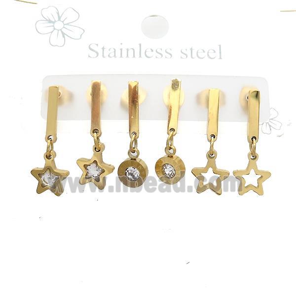 Stainless Steel Earrings Star Gold Plated