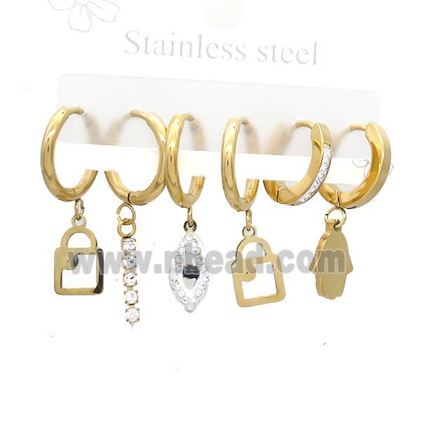 Stainless Steel Earrings Mixed Shapes Gold Plated