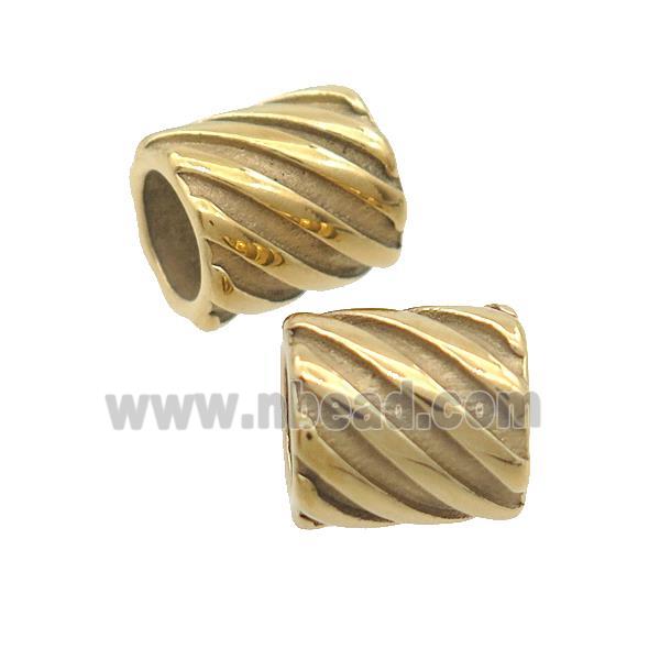 Stainless Steel Tube Beads Large Hole Column Gold Plated