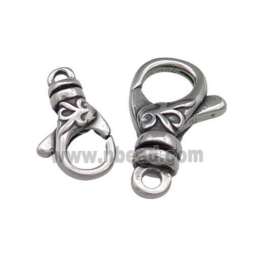 Stainless Steel Lobster Clasp Antique Silver