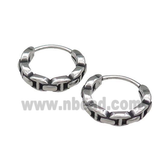 Stainless Steel Hoop Earrings Antique Silver