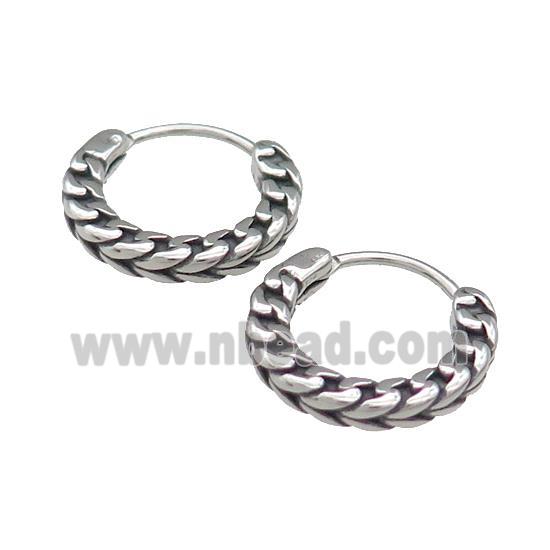 Stainless Steel Hoop Earrings Antique Silver