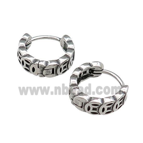 Stainless Steel Hoop Earrings Antique Silver