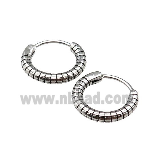 Stainless Steel Hoop Earrings Antique Silver