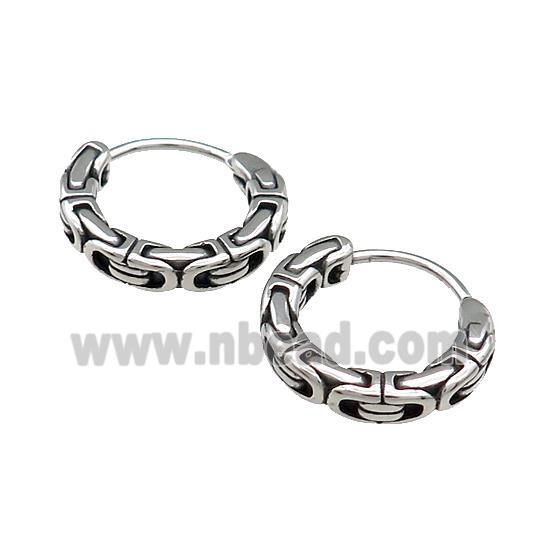 Stainless Steel Hoop Earrings Antique Silver