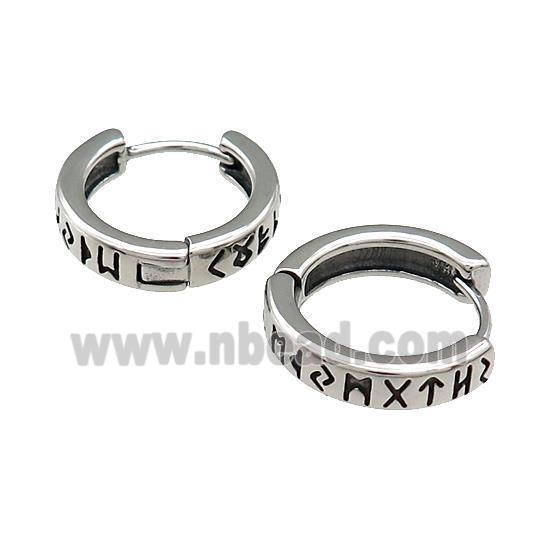 Stainless Steel Hoop Earrings Antique Silver