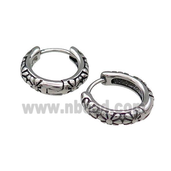 Stainless Steel Hoop Earrings Antique Silver