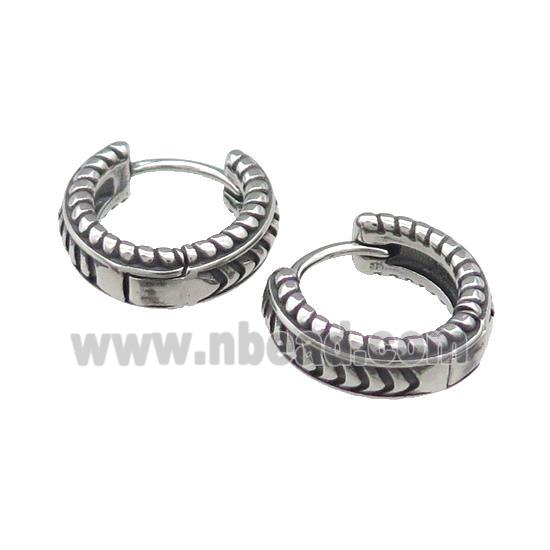 Stainless Steel Hoop Earrings Antique Silver