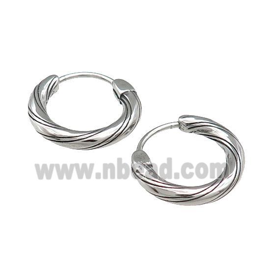 Stainless Steel Hoop Earrings Antique Silver