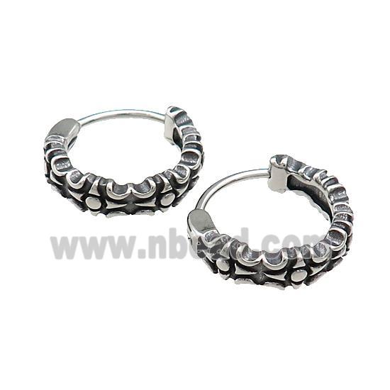 Stainless Steel Hoop Earrings Antique Silver