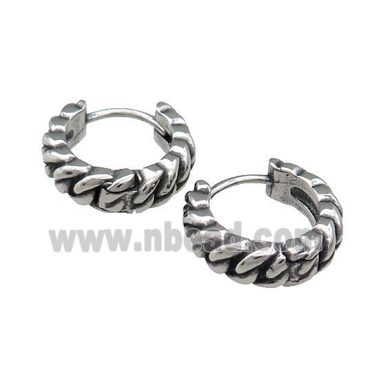 Stainless Steel Hoop Earrings Antique Silver