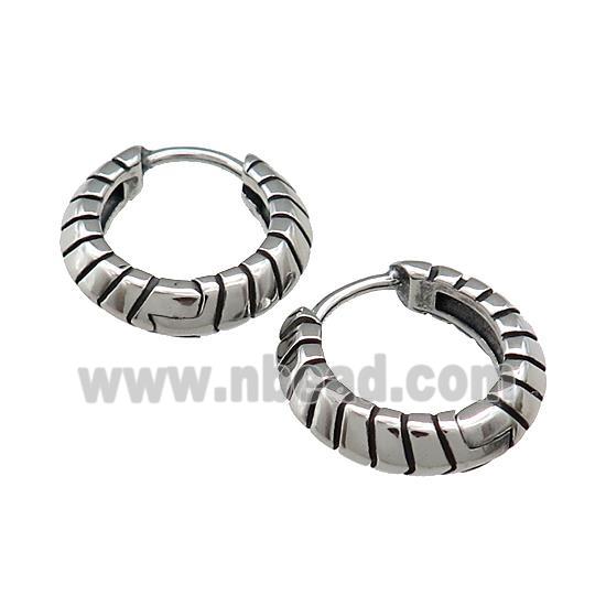 Stainless Steel Hoop Earrings Antique Silver