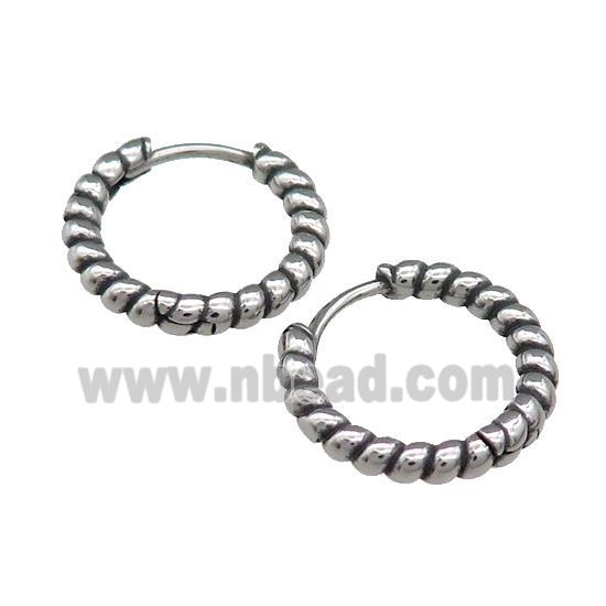 Stainless Steel Hoop Earrings Antique Silver