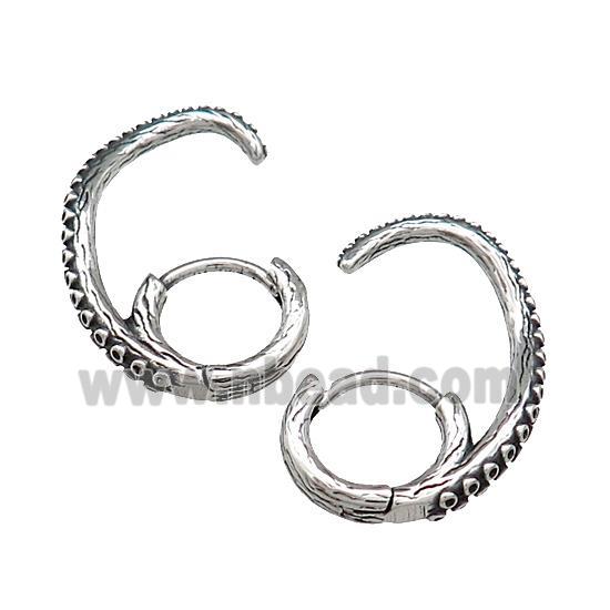 Stainless Steel Hoop Earrings Antique Silver