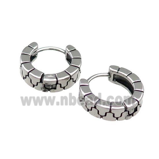 Stainless Steel Hoop Earrings Antique Silver