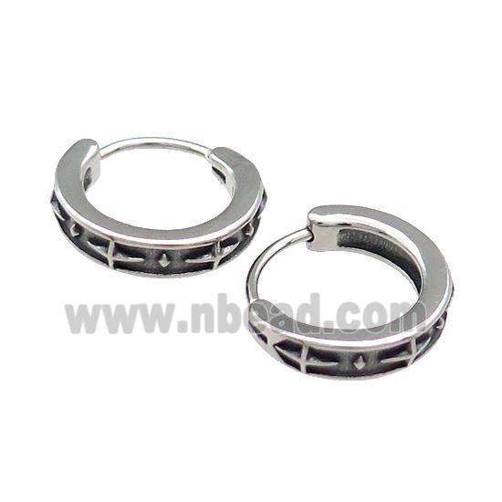 Stainless Steel Hoop Earrings Antique Silver