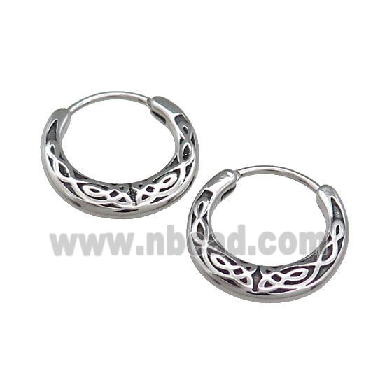 Stainless Steel Hoop Earrings Antique Silver