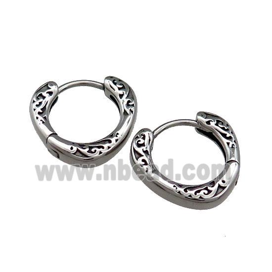 Stainless Steel Hoop Earrings Antique Silver