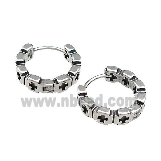 Stainless Steel Hoop Earrings Antique Silver