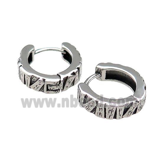 Stainless Steel Hoop Earrings Antique Silver