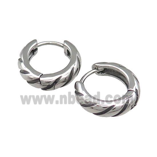 Stainless Steel Hoop Earrings Antique Silver