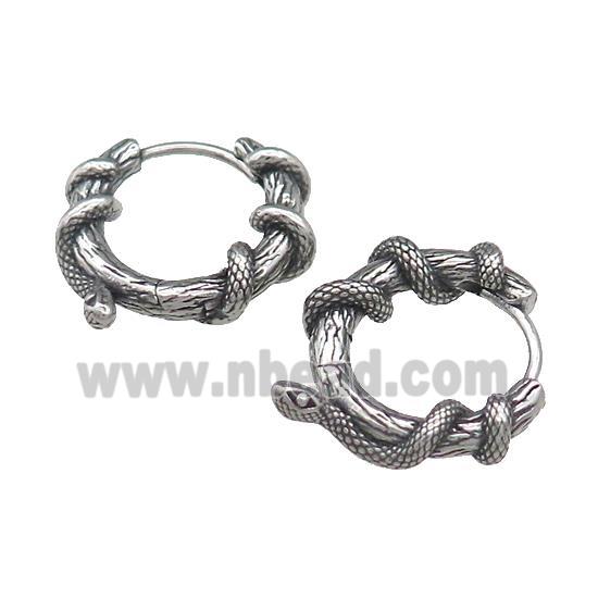 Stainless Steel Hoop Earrings Snake Antique Silver