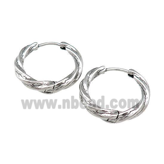 Stainless Steel Hoop Earrings Antique Silver