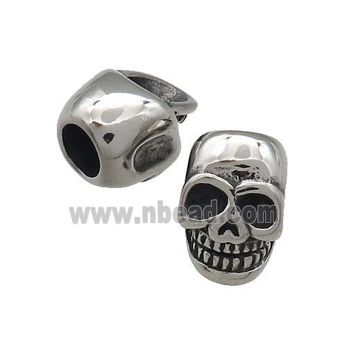 Stainless Steel Skull Beads Large Hole Antique Silver