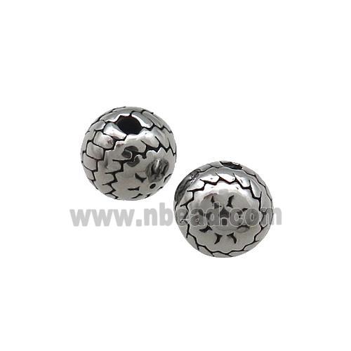 Stainless Steel Round Beads Antique Silver