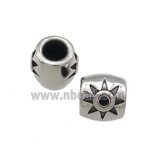 Stainless Steel Barrel Beads Large Hole Antique Silver