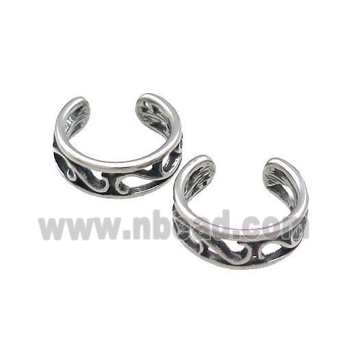 Stainless Steel Clip Earrings Antique Silver