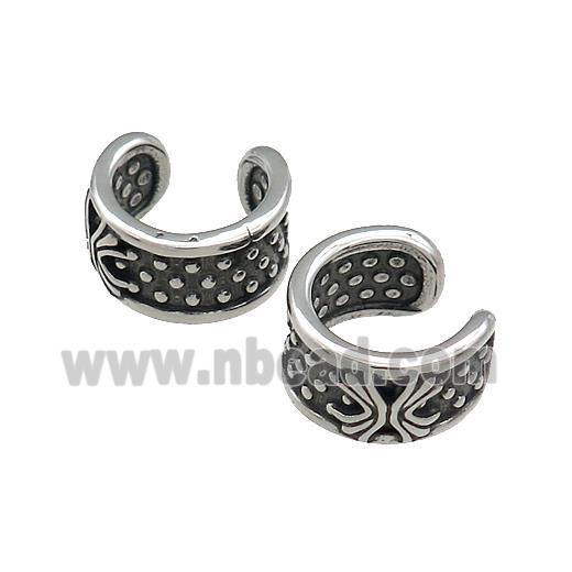 Stainless Steel Clip Earrings Antique Silver