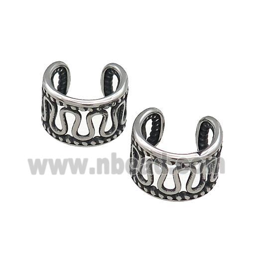 Stainless Steel Clip Earrings Antique Silver