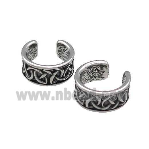 Stainless Steel Clip Earrings Antique Silver