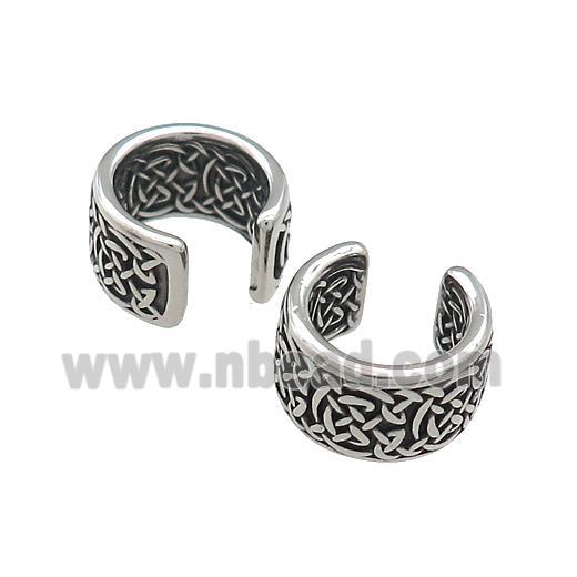 Stainless Steel Clip Earrings Antique Silver