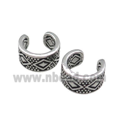 Stainless Steel Clip Earrings Antique Silver