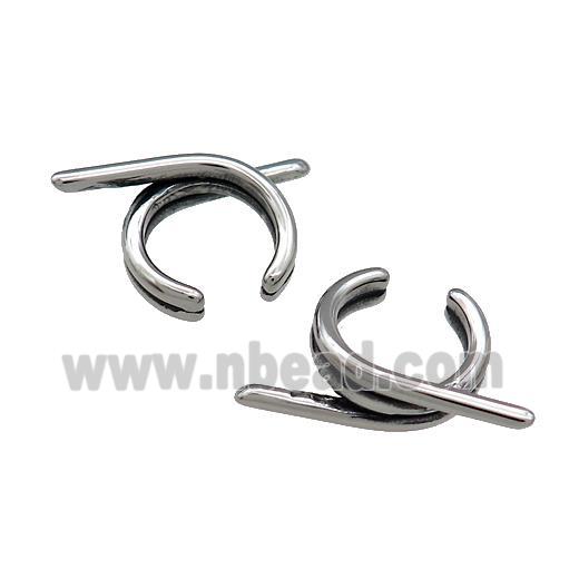 Stainless Steel Clip Earrings Antique Silver