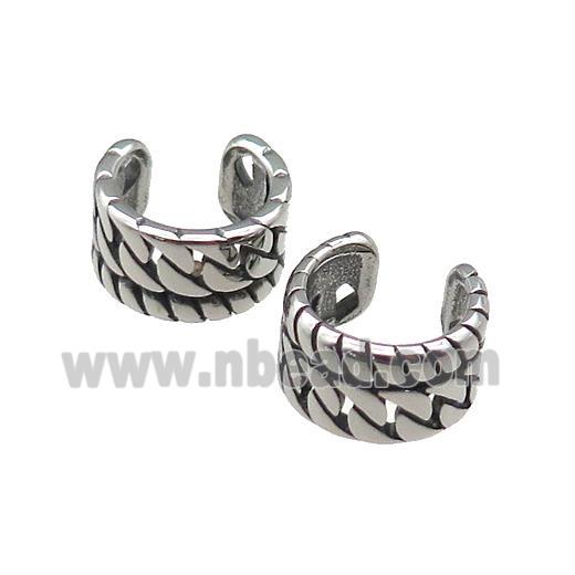 Stainless Steel Clip Earrings Antique Silver