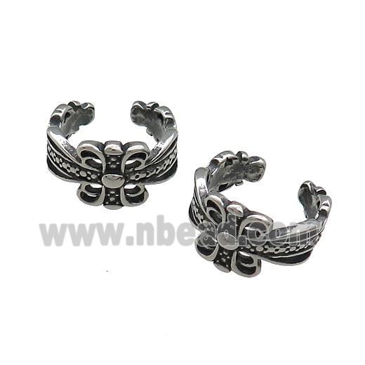 Stainless Steel Clip Earrings Antique Silver